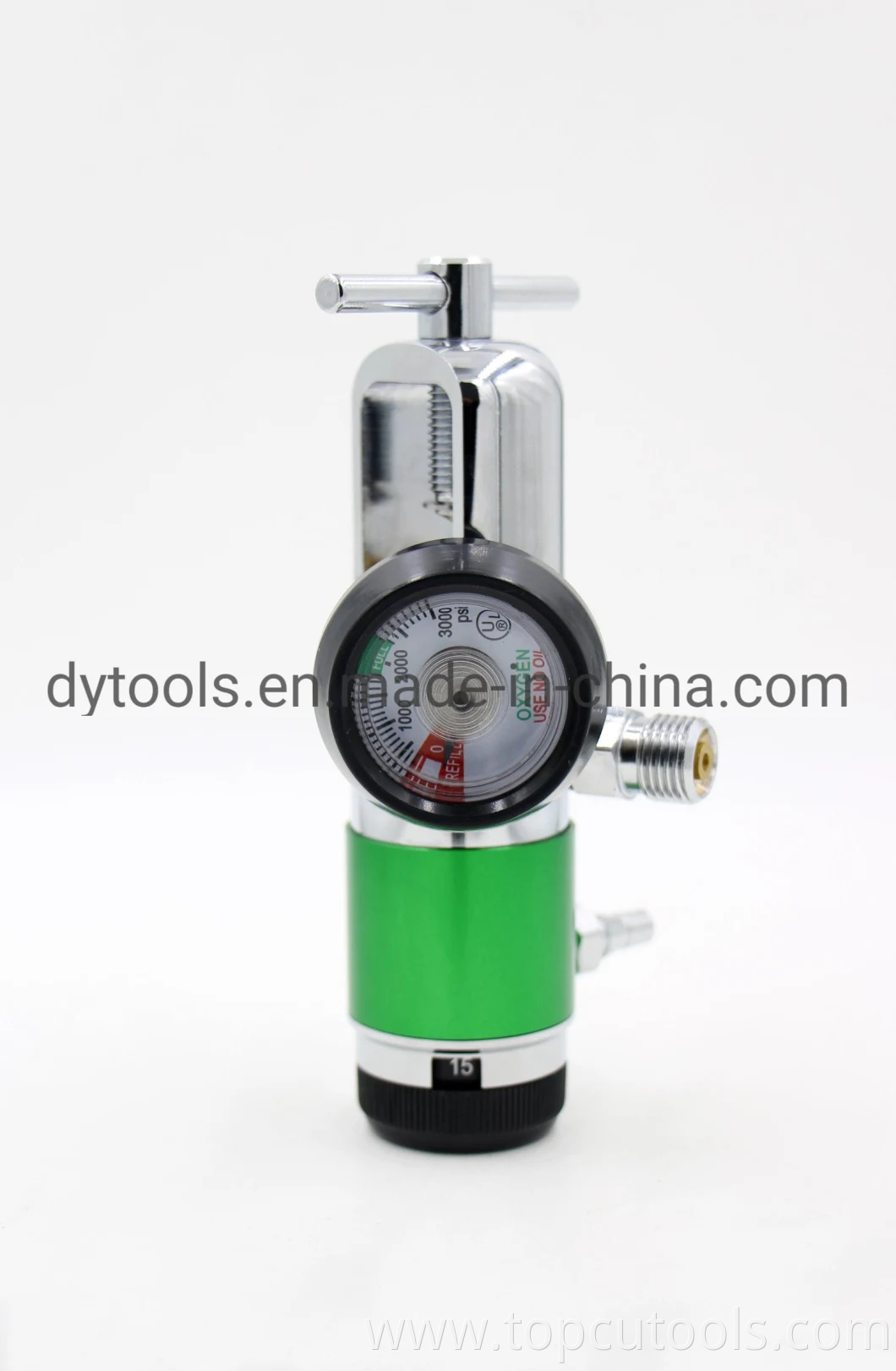 Full Brass Cga870 Pin Yoke Medical Oxygen Regulator with T Handle